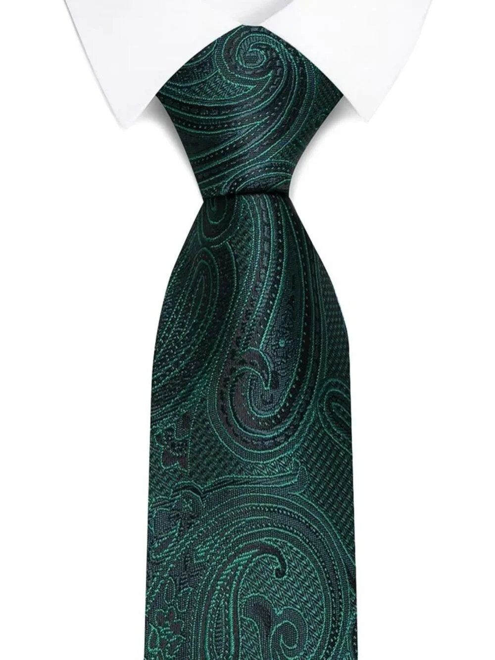 🆕Men's Green 100% Microfiber Paisley Jacquard Slim Formal Necktie For Wedding